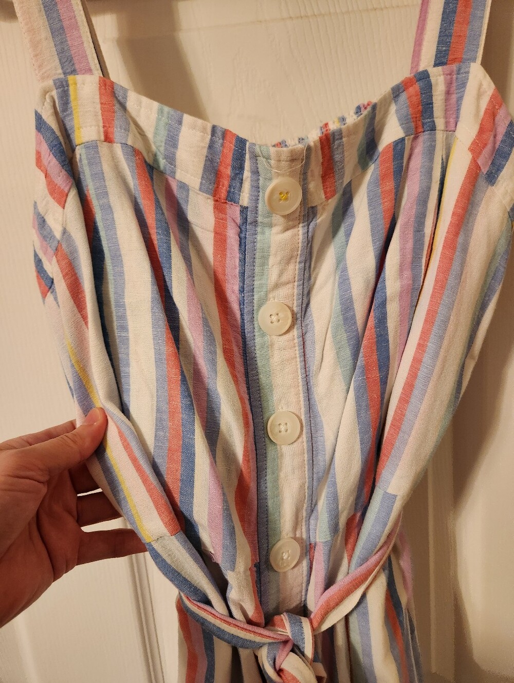 Joules, Striped Button-Front Sundress with Tie Waist sz 16